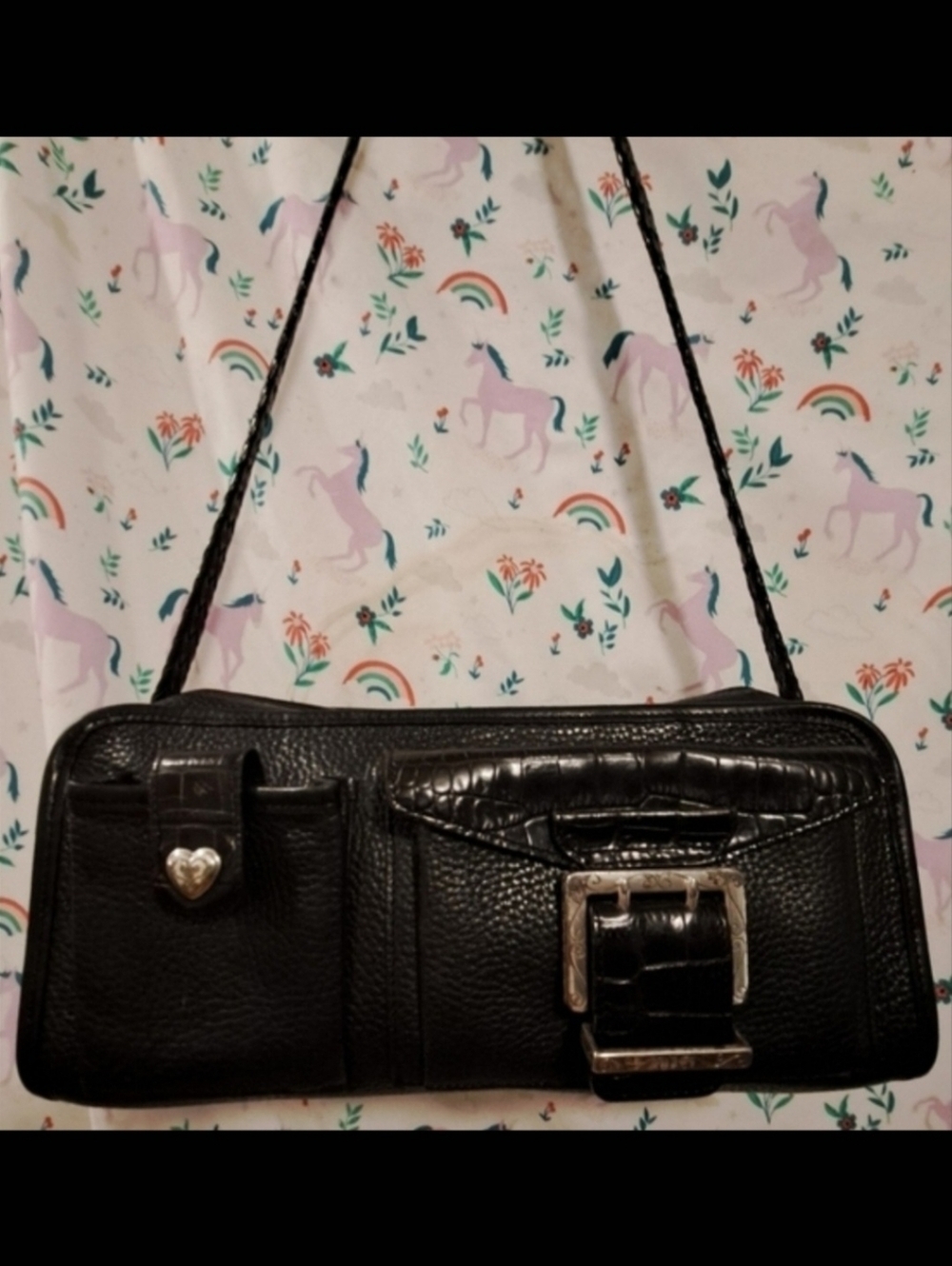 Vintage 90s Brighton Black Pebble Leather Casual Everyday Boho Western Purse